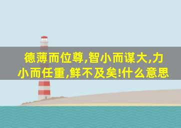德薄而位尊,智小而谋大,力小而任重,鲜不及矣!什么意思